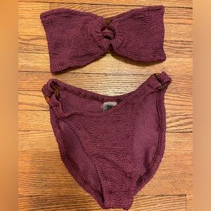 Hunza G Crinkle Gloria Bikini Set in Wine